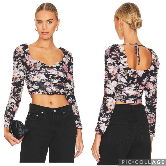 ASTR The Label Erica Floral Mesh Top Black S - Picture 3 of 9